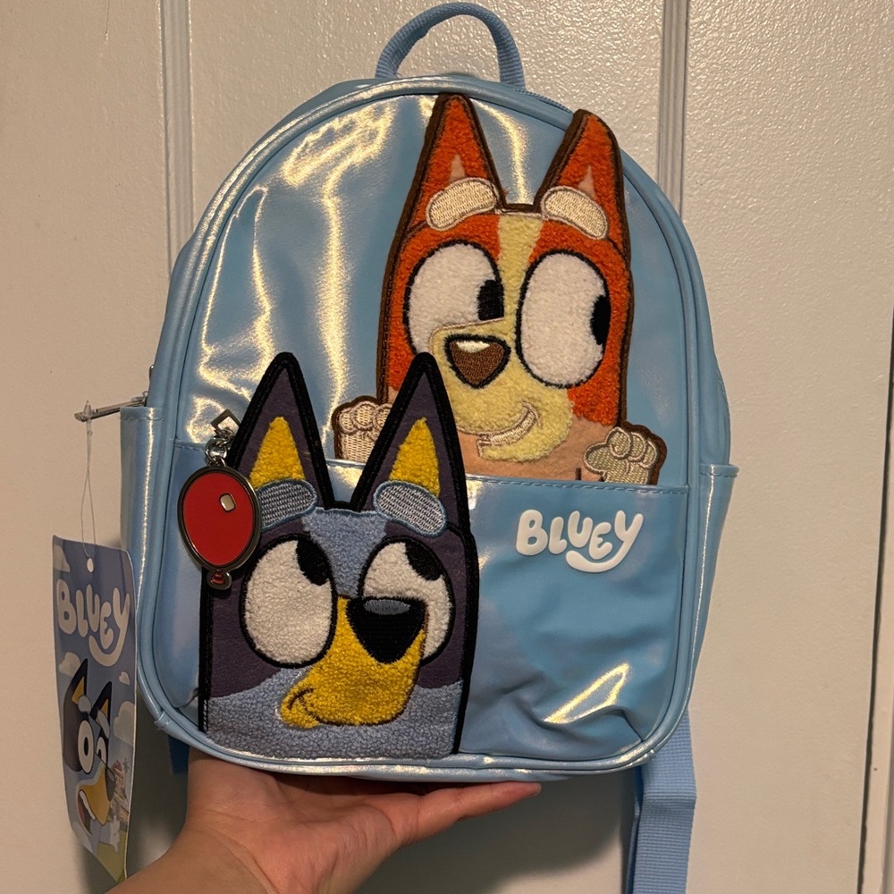 Bluey an Bingo Kids Backpack - Light Blue and Orange